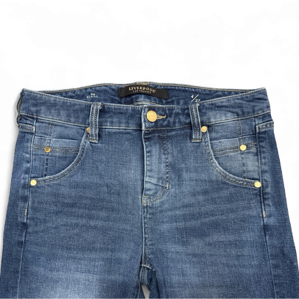 Liverpool Los Angeles The Flare Jeans Women’s Medium Wash Raw Hem - Size: 4/27 - Picture 5 of 6
